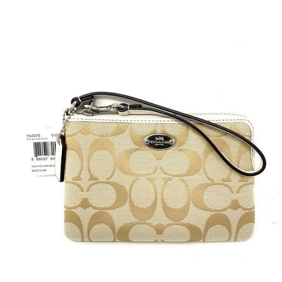 Coach Corner Zip Wristlet Wallet Signature Print - Picture 2 of 8
